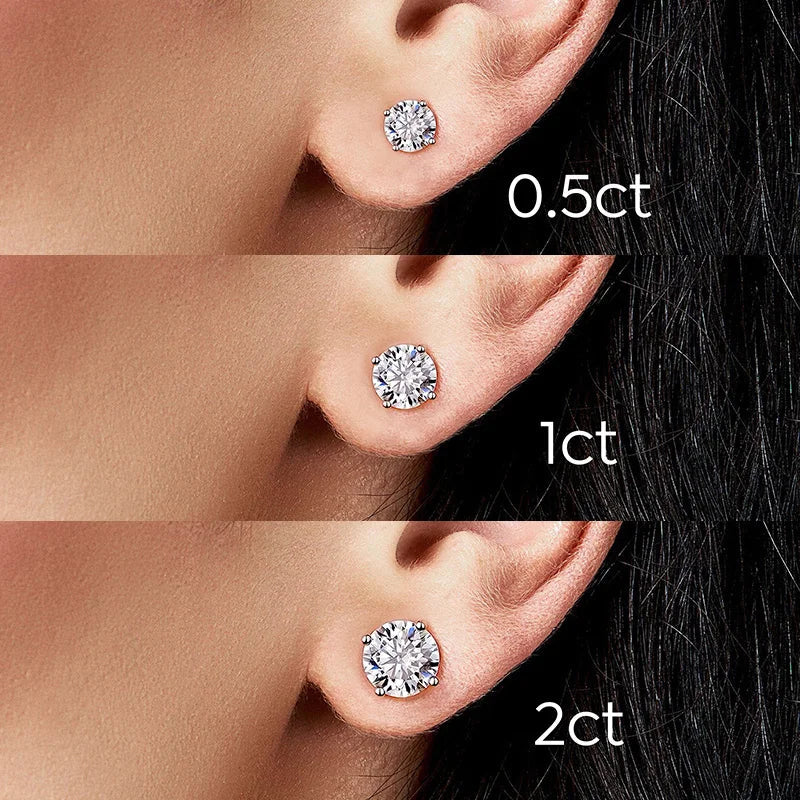 Brinco Solitário Haste Moissanite em Ouro 18k