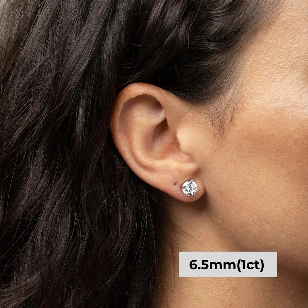 Brinco Solitário Haste Moissanite em Ouro 18k