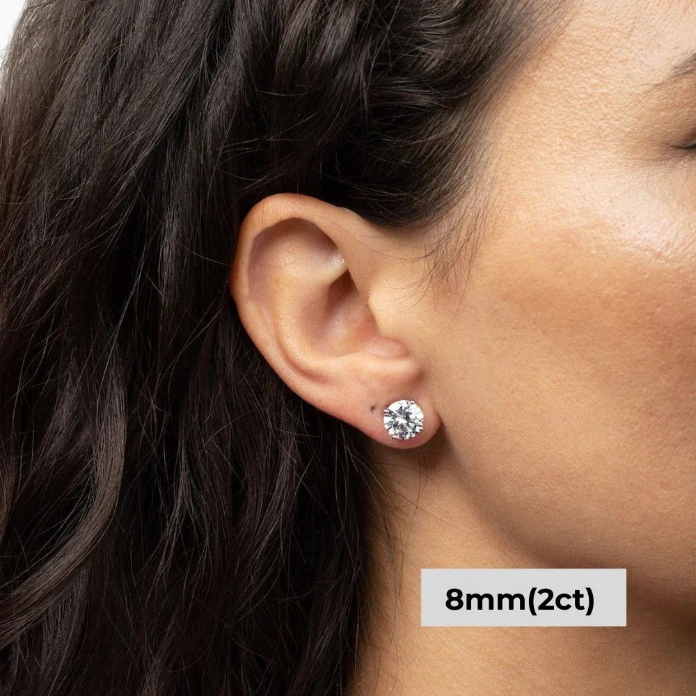 Brinco Solitário Haste Moissanite em Ouro 18k