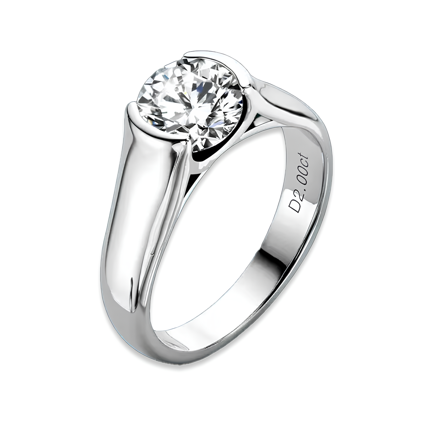 Anel Luar Solitário Moissanite
