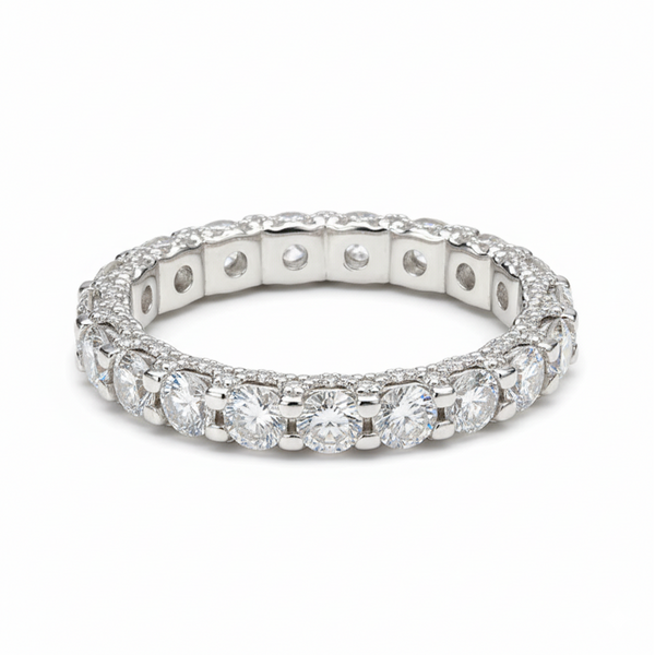 Aliança Cravejada 250 Pontos Moissanite Banhada a Ouro 18k