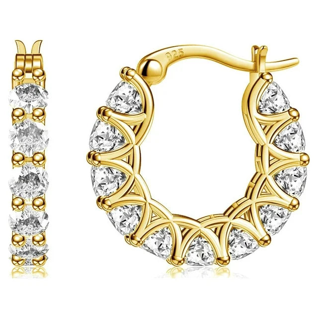 Brinco Argola Entrelaçada Moissanite Folheado a Ouro 18k