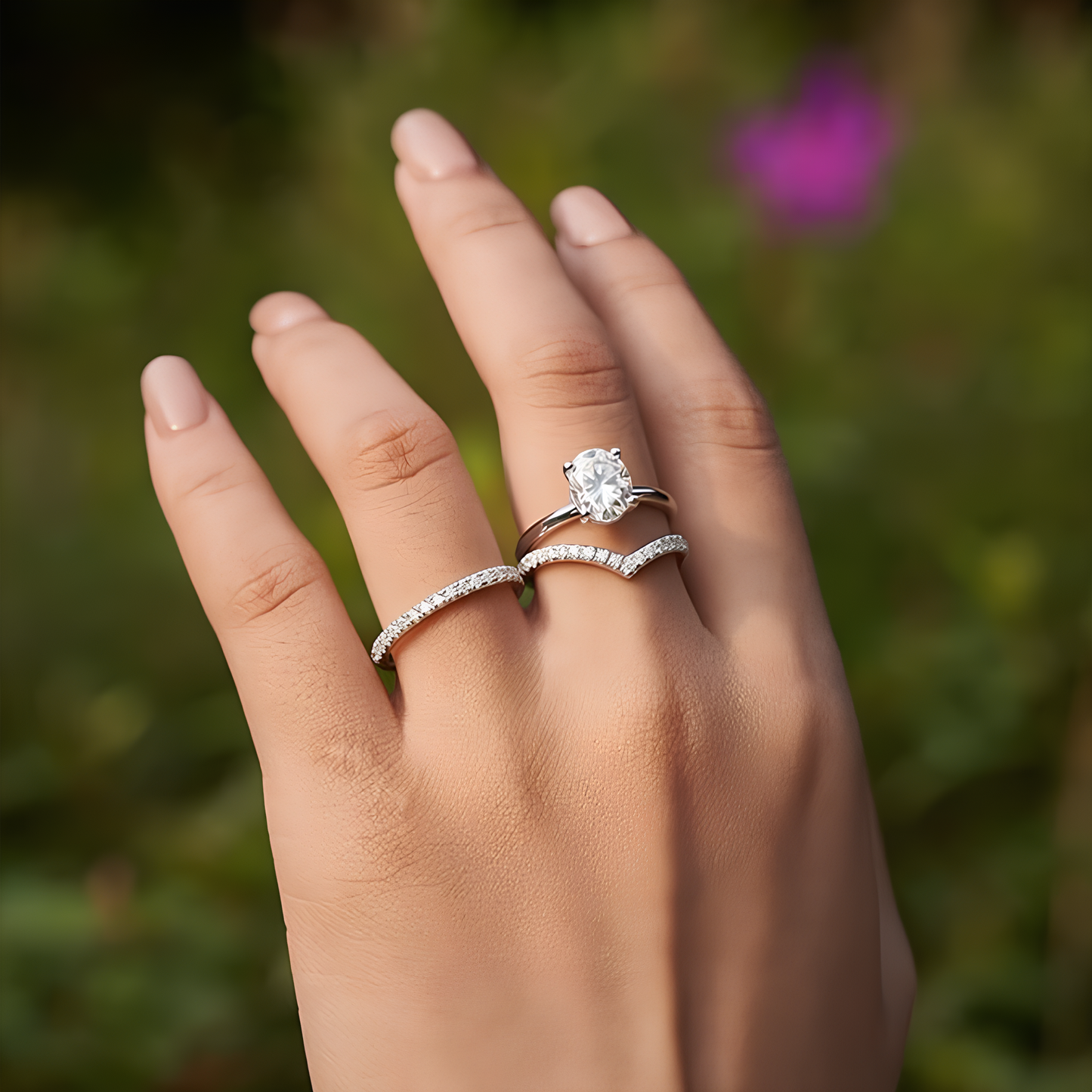 Anel Solitário Oval Slim Moissanite Banhado a Ouro 18k