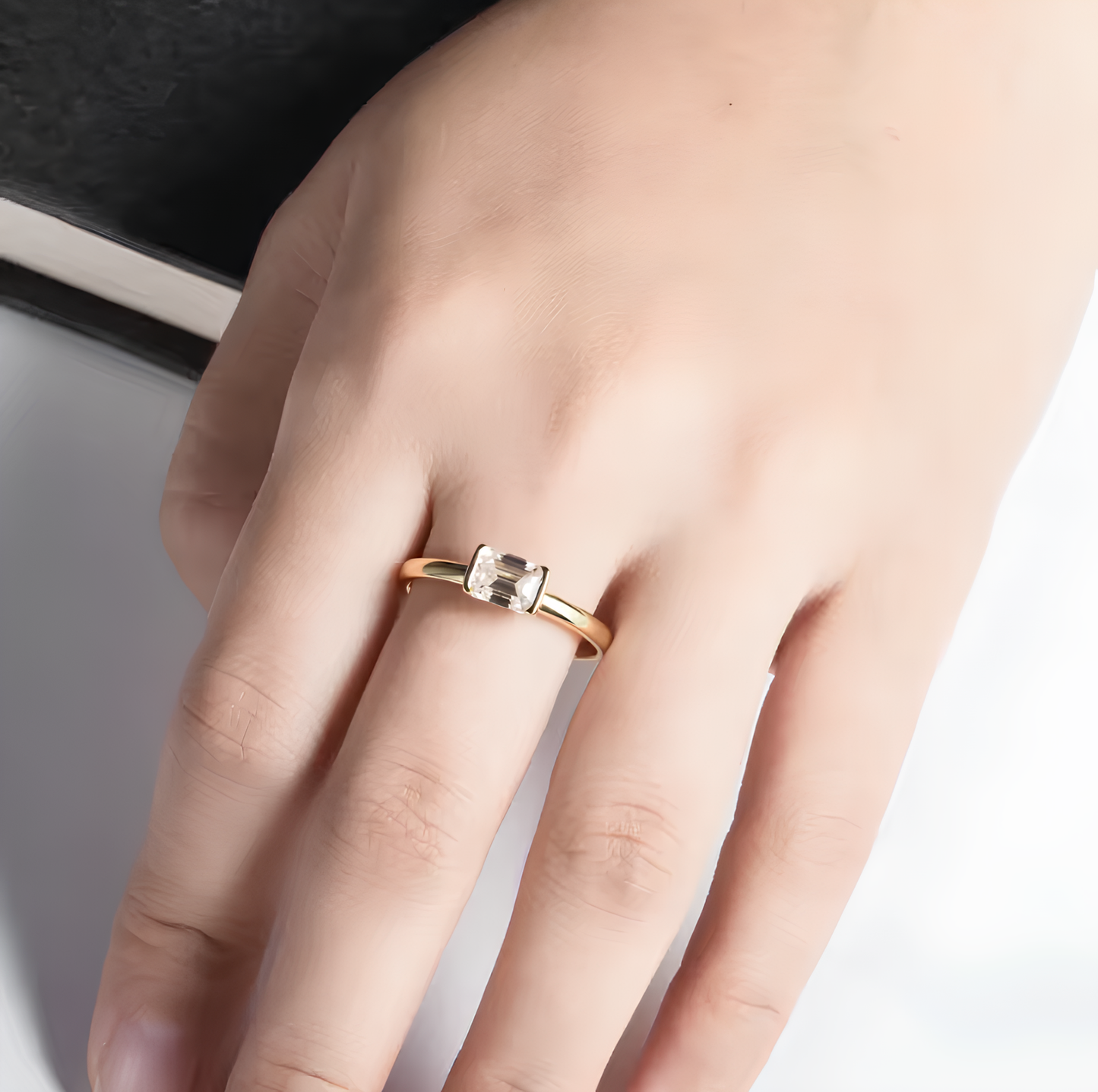 Anel Soft Esmeralda Moissanite