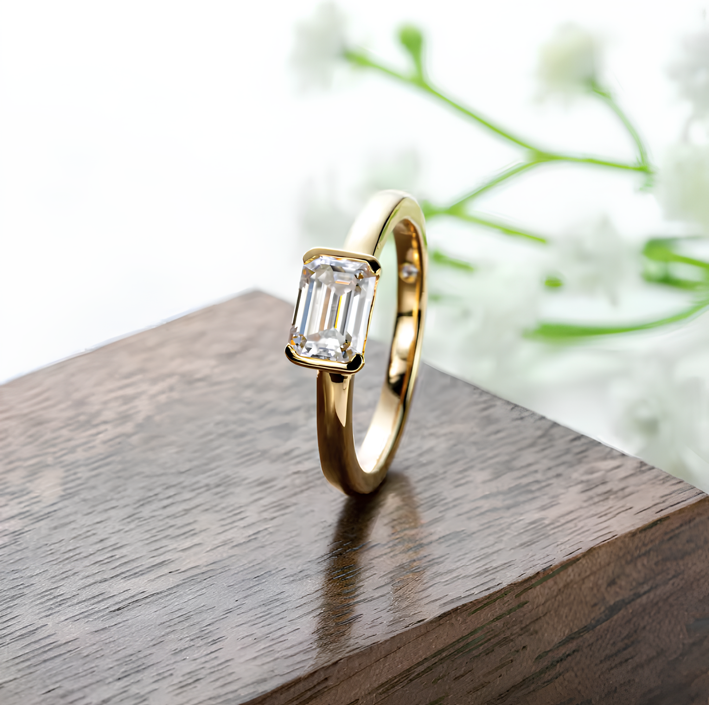 Anel Soft Esmeralda Moissanite
