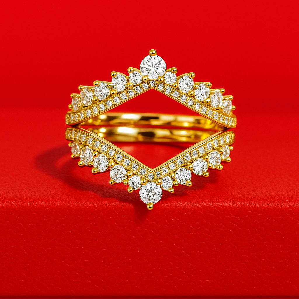 Meia Aliança Coroa Celestial Moissanite