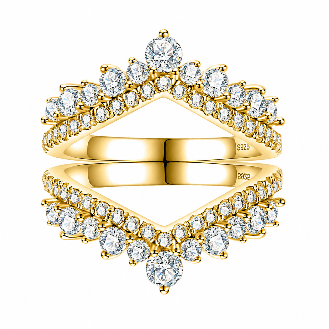 Meia Aliança Celestial Moissanite Banhada a Ouro 18k