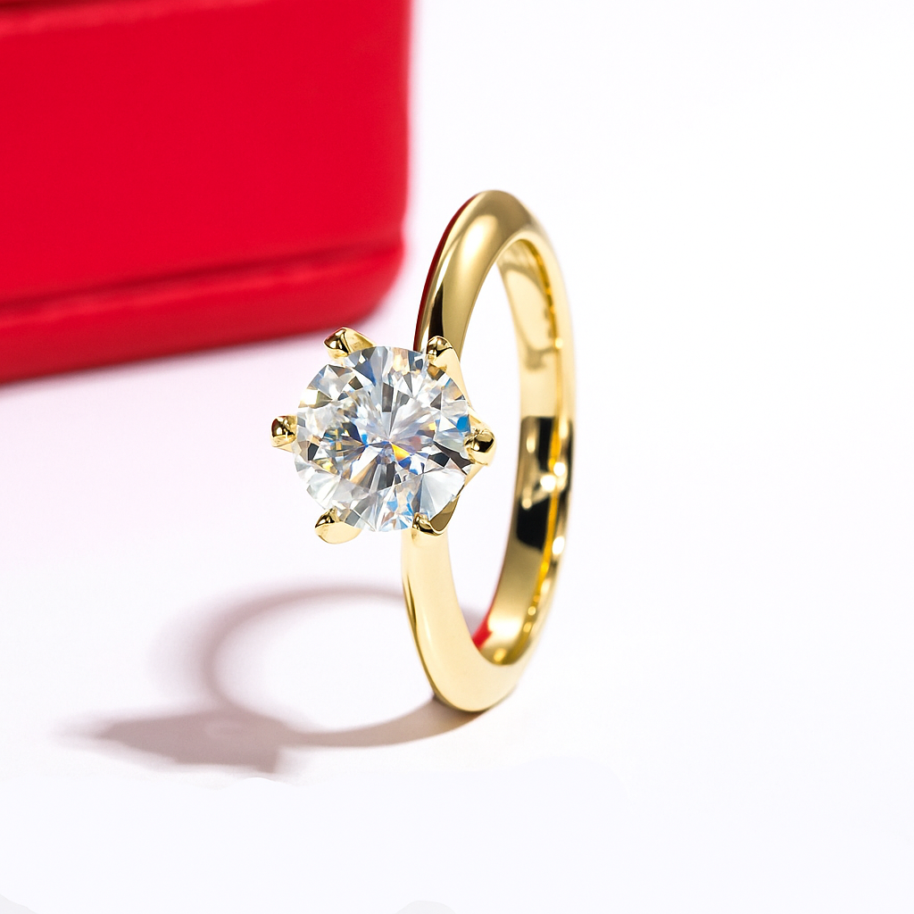 Anel Solitário Brilhante Moissanite Gold