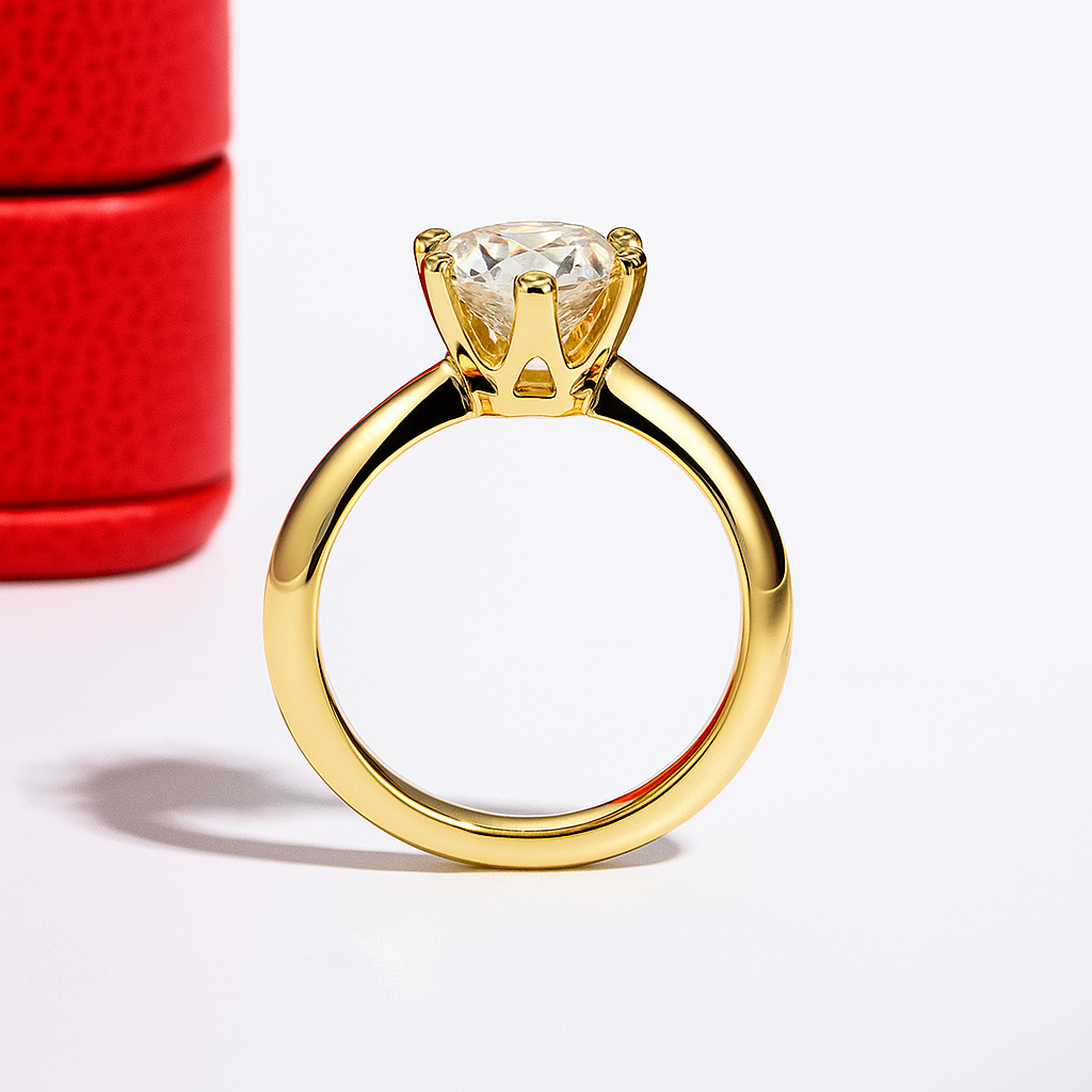 Anel Solitário Brilhante Moissanite Gold