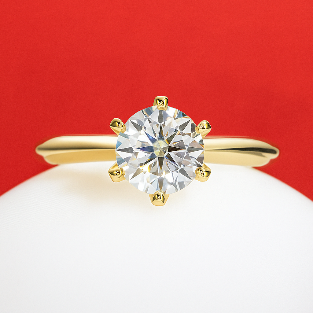 Anel Solitário Brilhante Moissanite Gold