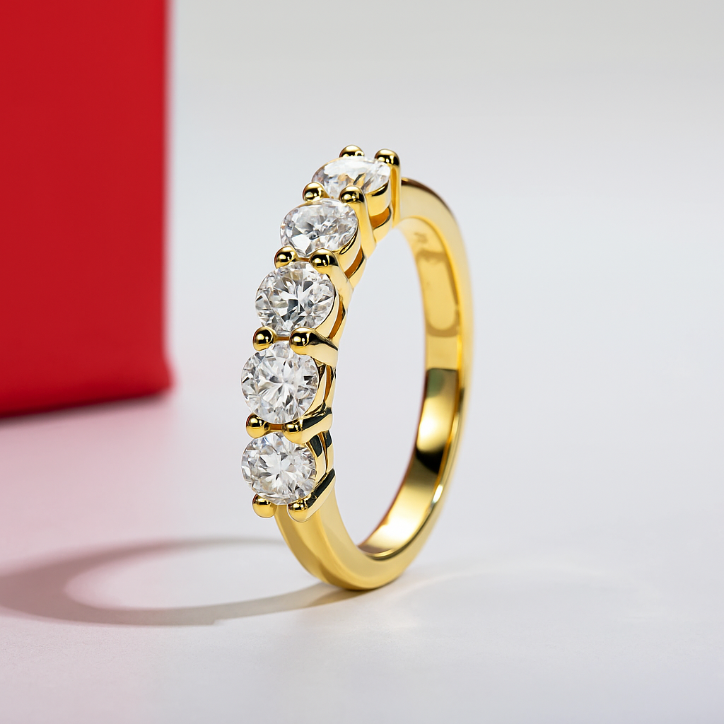 Anel Quintessência Moissanite Banhado a Ouro 18k