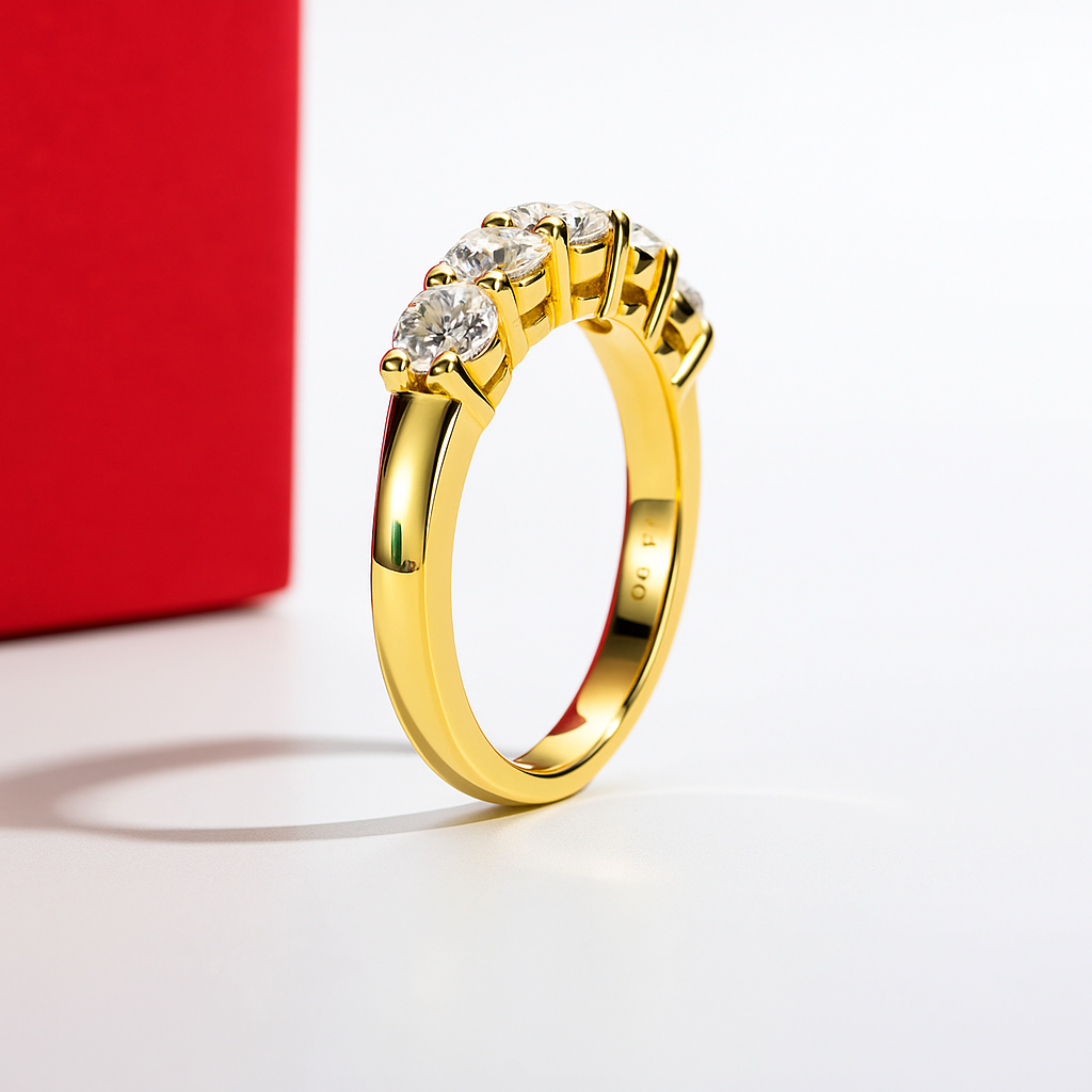 Anel Quintessência Moissanite Banhado a Ouro 18k