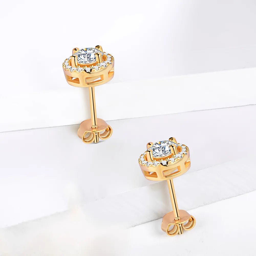 Brinco Cravejado Moissanite Banhado à Ouro 18k - Loratta