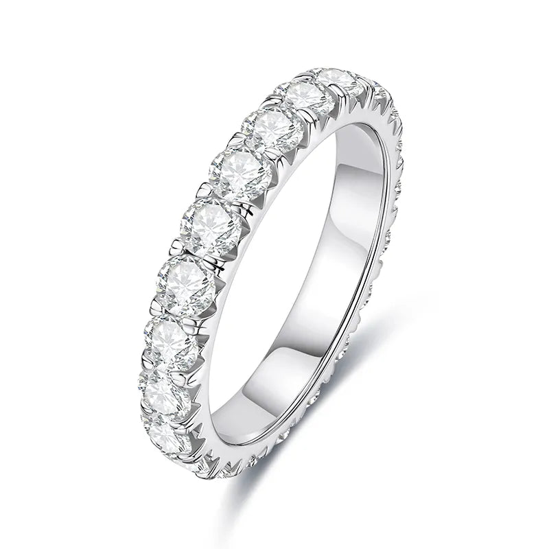 Aliança 200 Pontos Moissanite Prata Banhada à Ouro Branco 18k - Loratta