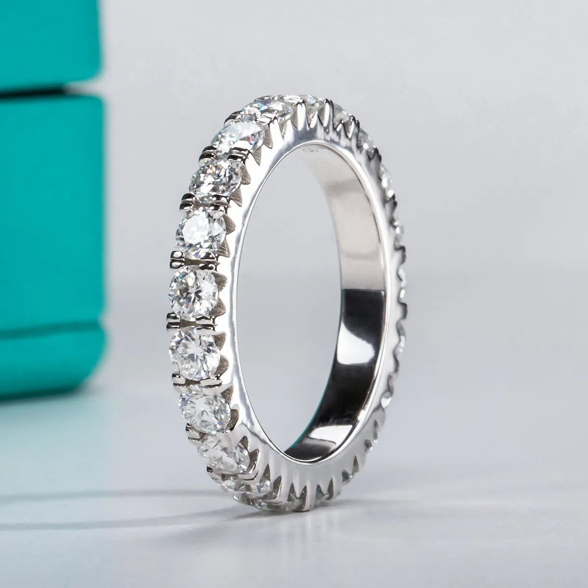 Aliança 200 Pontos Moissanite Prata Banhada à Ouro Branco 18k - Loratta