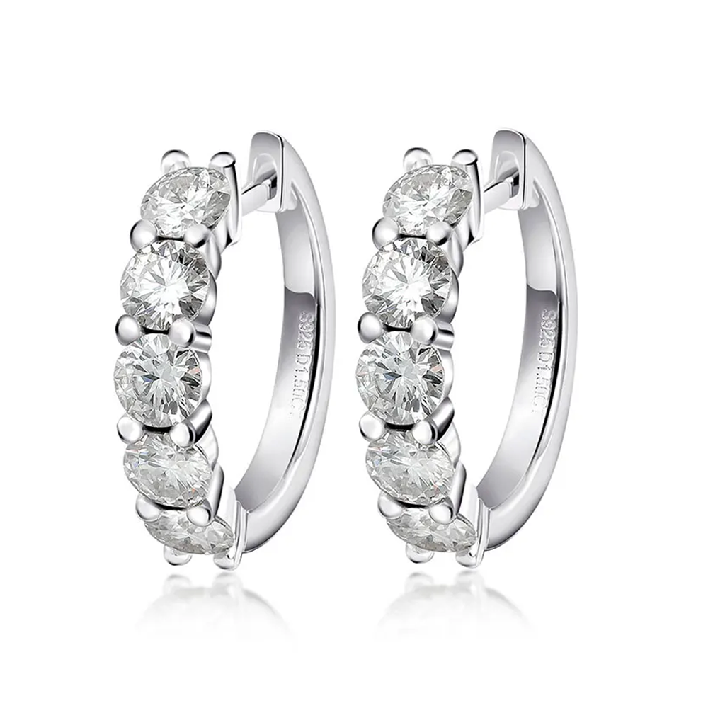 Brinco Quinteto Moissanite Banhado a Ouro 18k