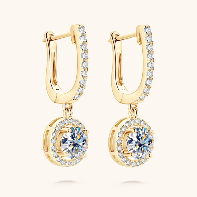 Brinco Encanto Circular Moissanite Banhado a Ouro 18k