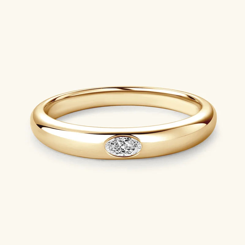 Aliança 10 Pontos Moissanite Prata Banhada à Ouro 14k - Loratta