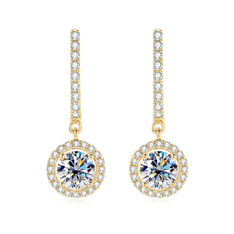 Brinco Encanto Circular Moissanite Banhado a Ouro 18k