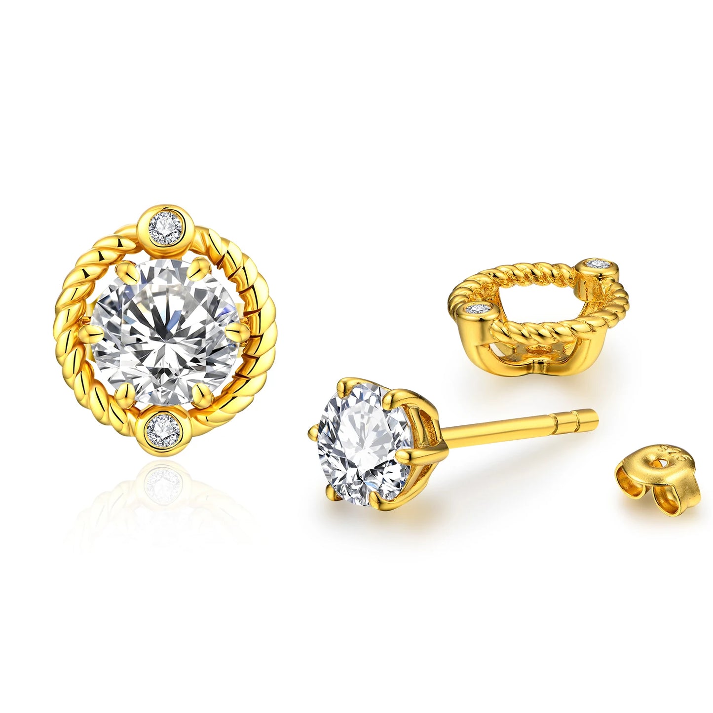 Brinco Espiral Moissanite Banhado à Ouro 18k - Loratta