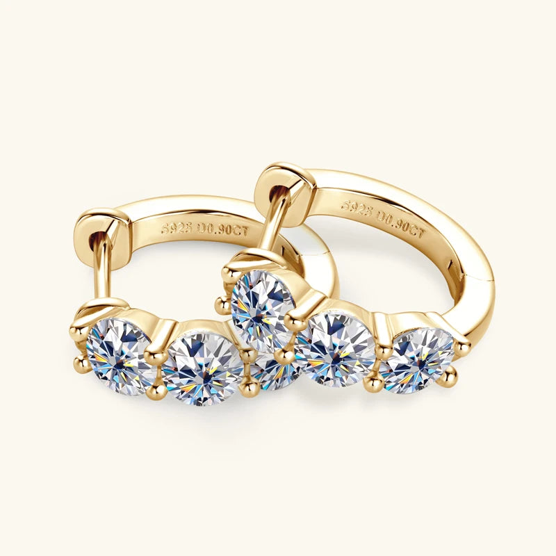 Brinco Três Estrelas Moissanite Banhado a Ouro 18k