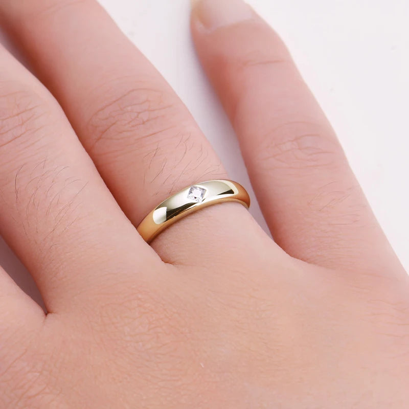 Aliança 15 Pontos Princesa Moissanite Prata Banhada à Ouro 14k - Loratta