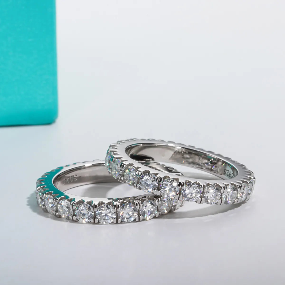 Aliança 200 Pontos Moissanite Prata Banhada à Ouro Branco 18k - Loratta