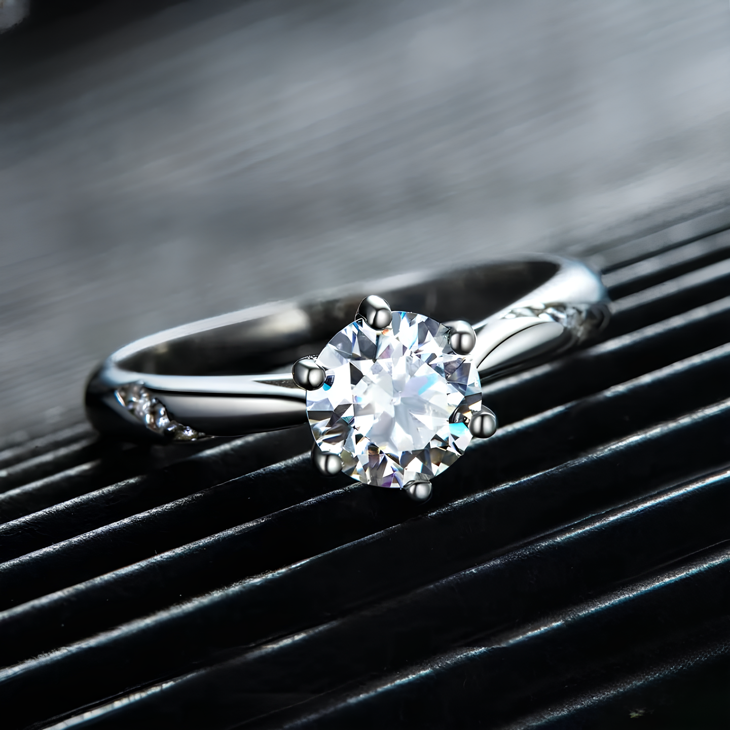 Anel Solitário Moissanite Brilhante 1.0 ct em Prata