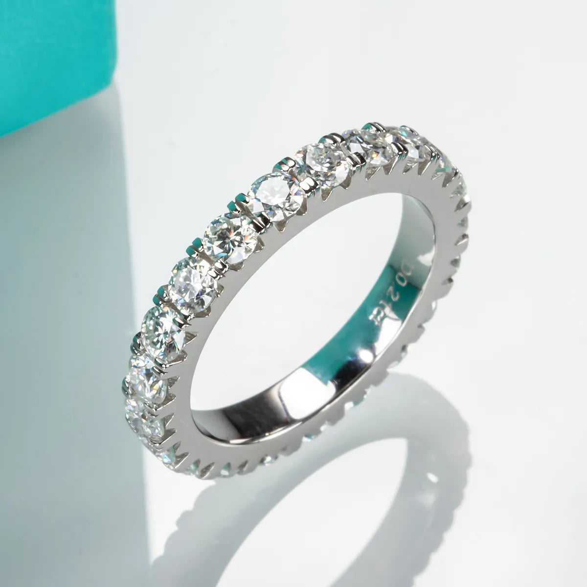 Aliança 200 Pontos Moissanite Prata Banhada à Ouro Branco 18k - Loratta
