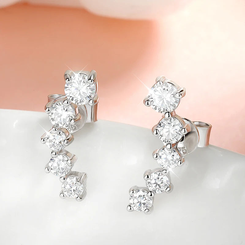 Brinco Rota de Luz Moissanite em Prata Banhado a Ouro