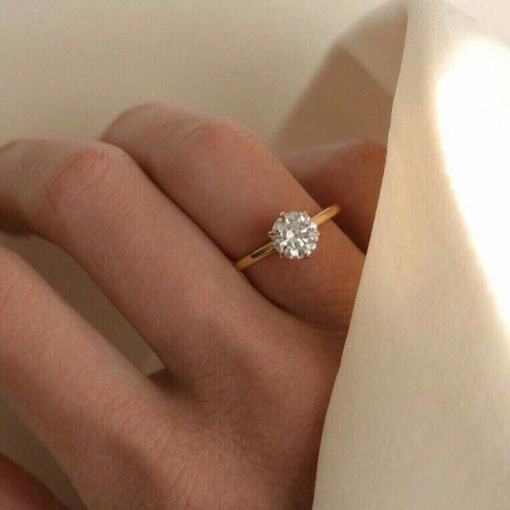Anel Solitário Brilhante Moissanite Gold