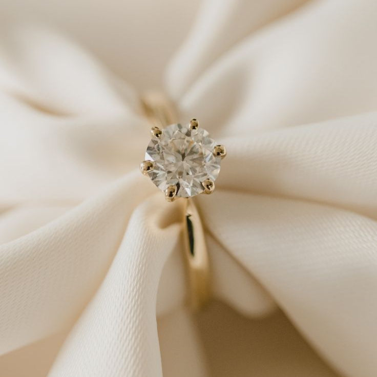 Anel Solitário Brilhante Moissanite Gold