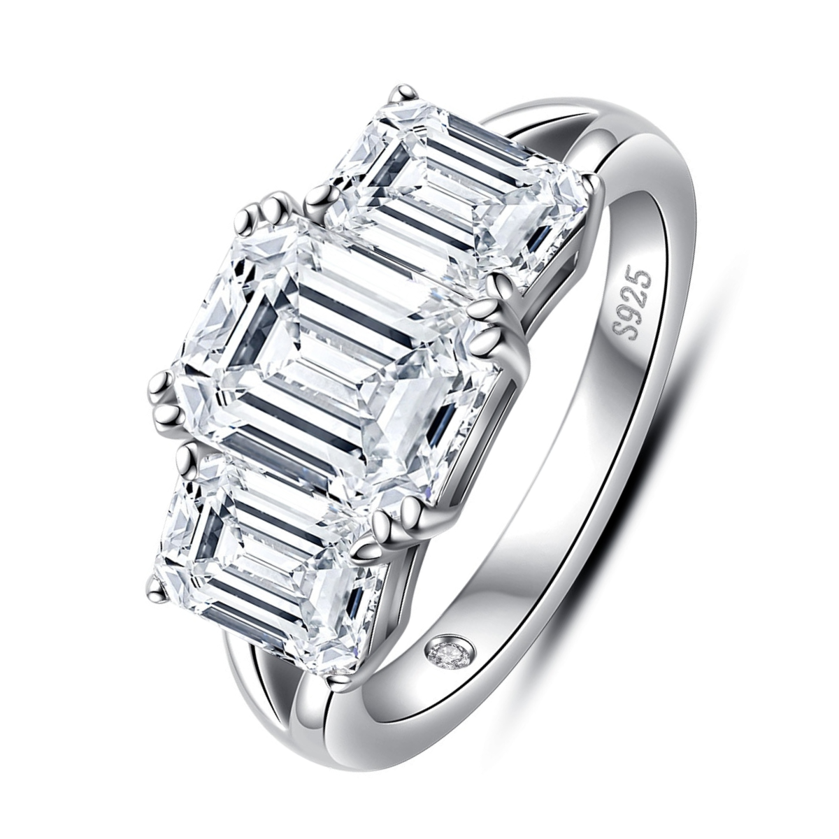 Anel Trinity Esmeralda Moissanite - Loratta