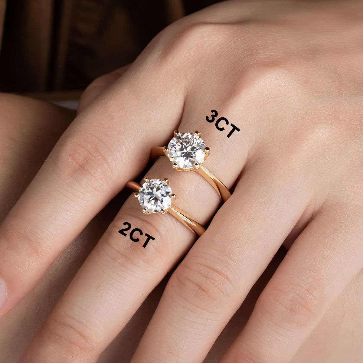 Anel Solitário Brilhante Moissanite Gold - Loratta