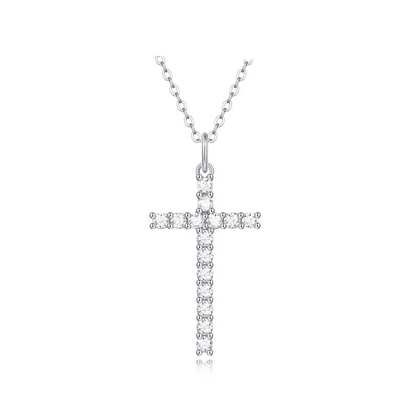 Colar Cruz Brilhante Moissanite em Prata - Loratta