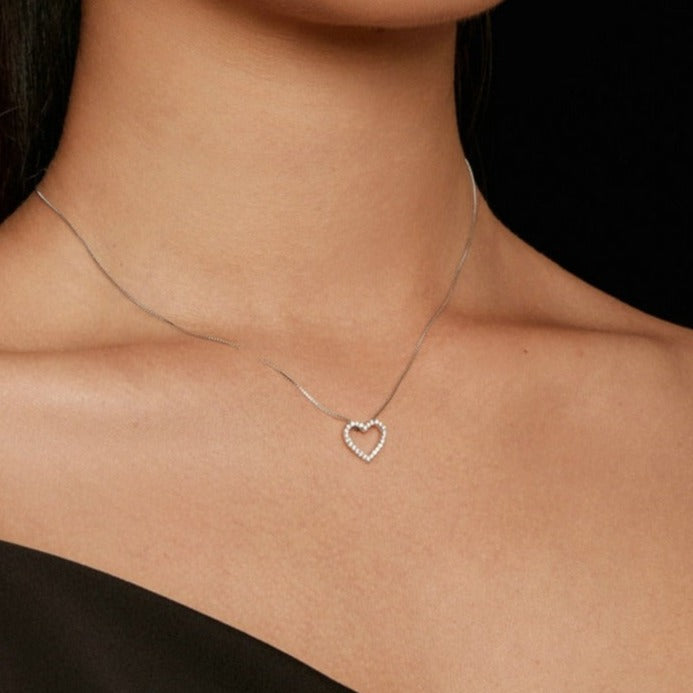 Colar Coração Moissanite em Prata - Loratta