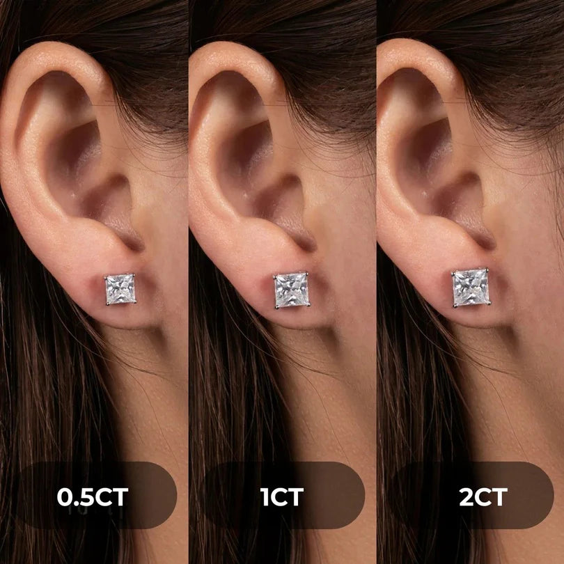 Brinco Solitário Princess Moissanite Banhado a Ouro 18k