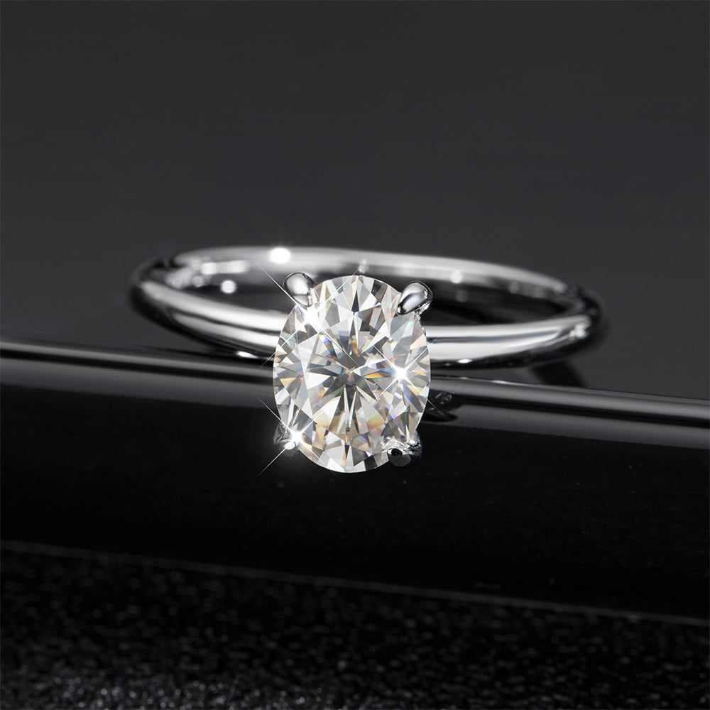 Anel Solitário Oval Moissanite Slim