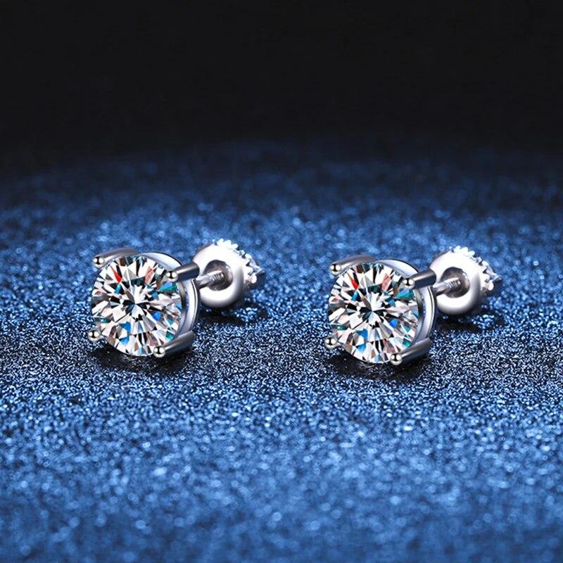 Brinco Solitário 4 Garras Moissanite