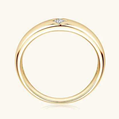 Aliança 15 Pontos Princesa Moissanite Prata Banhada à Ouro 18k