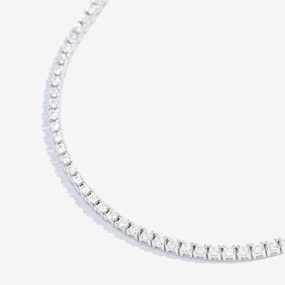 Colar Riviera Moissanite 2mm Banhado a Ouro Branco