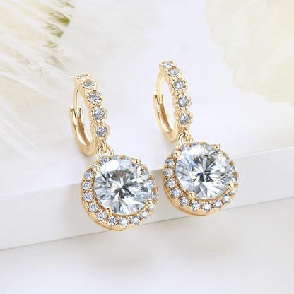 Brinco Moissanite Aurora Radiante Banhado a Ouro 18k