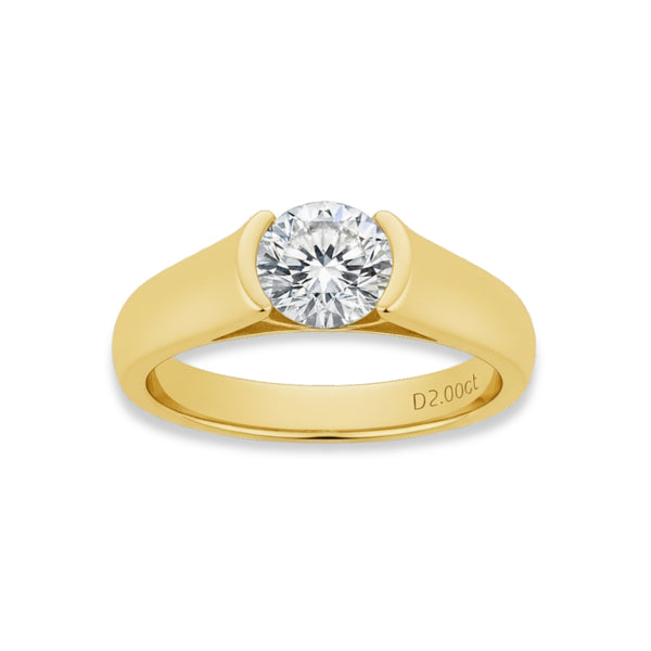 Anel Luar Solitário Moissanite Banhado a Ouro 18k