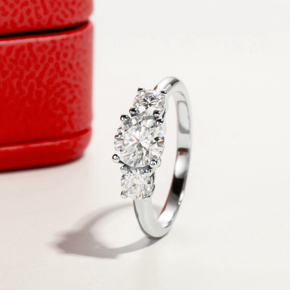 Anel Triplo Brilho Moissanite