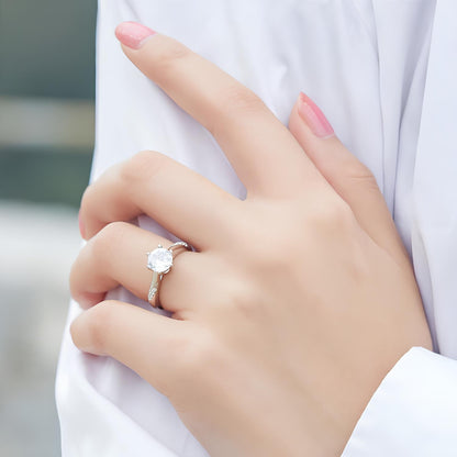 Anel Solitário Moissanite Brilhante 1.0 ct em Prata