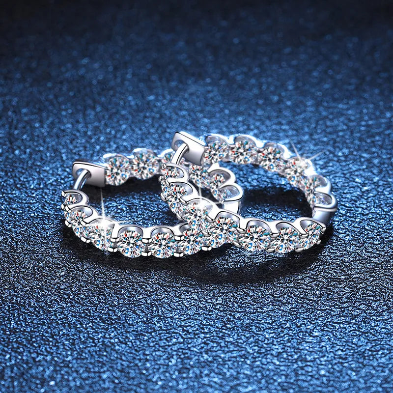 Brinco Argola Luxury Moissanite em Prata Banhada à Ouro 14k - Loratta 
