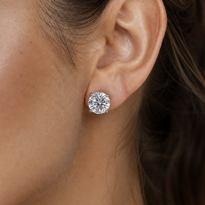 Brinco Solitário Haste Moissanite Banhado a Ouro 18k