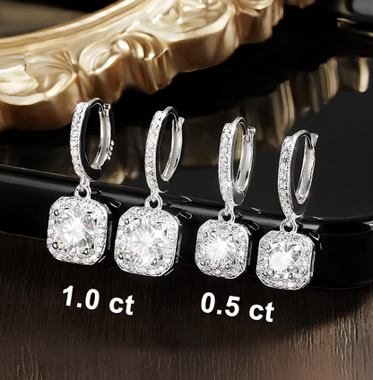 Brincos Moissanite Brilhante Banhado a Ouro Branco 18k