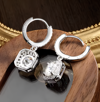 Brincos Moissanite Brilhante Banhado a Ouro Branco 18k
