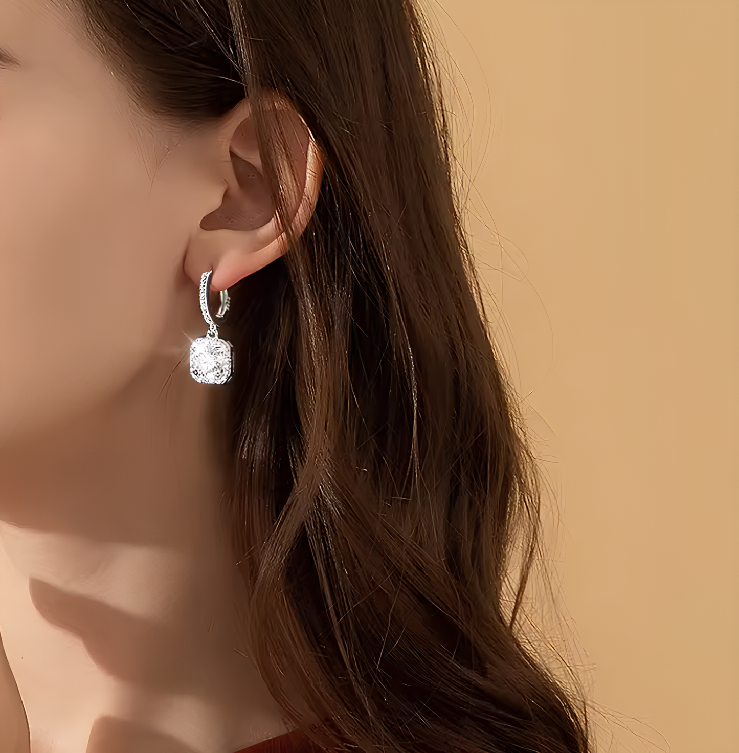 Brincos Moissanite Brilhante Banhado a Ouro Branco 18k